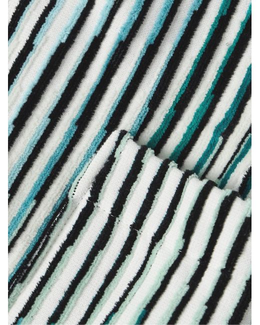 Missoni Arpeggio Morgenmantel aus gestreiftem Baumwollfrottee mit Kapuze in Blue für Herren