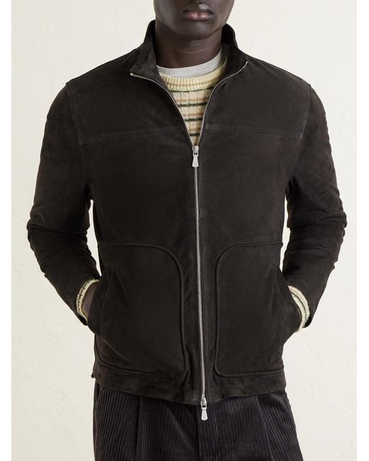 Eleventy Black Suede Zip-up Jacket for men