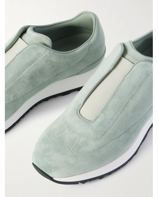 John Lobb Green Lift Suede Slip-On Sneakers for men