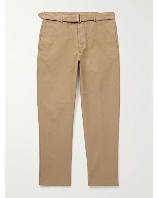 Officine Generale Schmal zulaufende Hose aus Baumwoll-Twill mit Gürtel in Stückfärbung in Natural für Herren