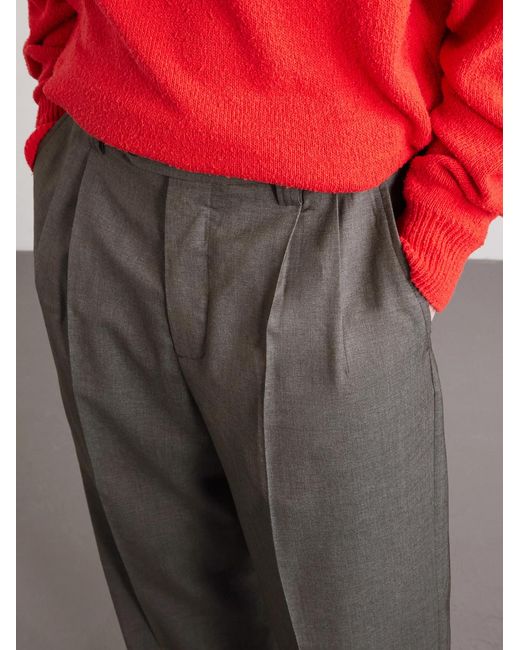 mfpen Gray Classic Wool Trousers for men