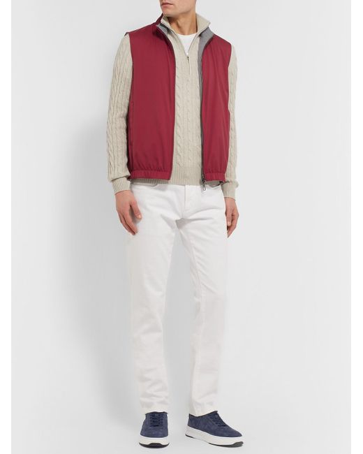 Loro Piana Red Slim-Fit Reversible Storm System Shell And Super Wish Virgin Wool Gilet for men