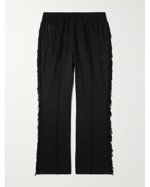 Needles Black Bootcut Fringed Tech-Jersey Track Pants for men