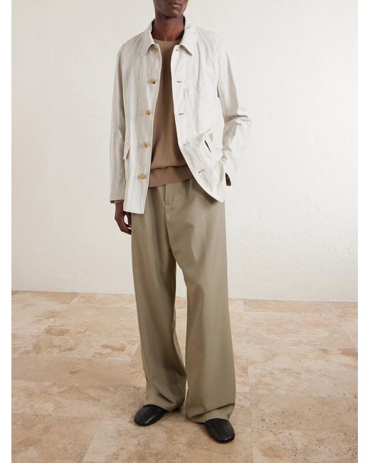 Dries Van Noten Natural Metallic Herringbone Cotton And Linen-Blend Jacket for men