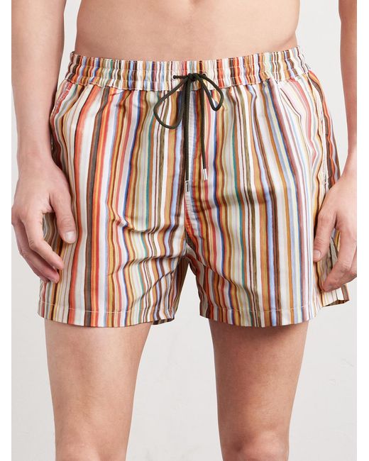 Paul Smith Pink Straight-leg Mid-length Striped Recycled Swim Shorts for men