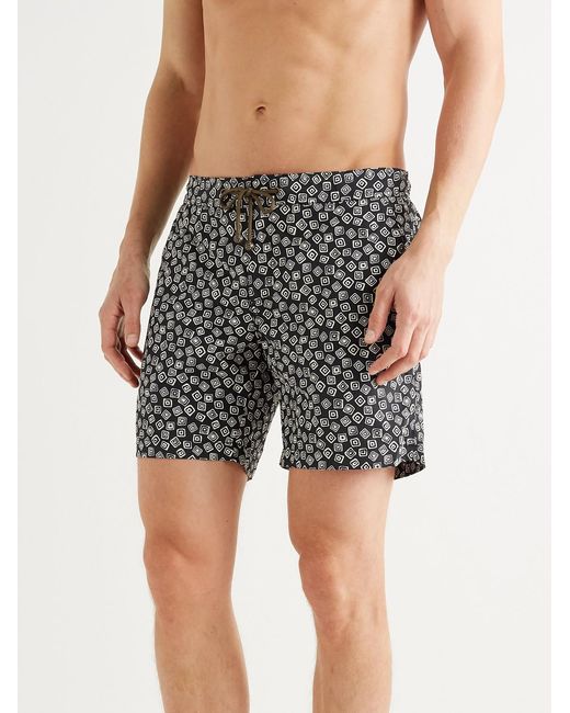 Thorsun Gray Charvet Mid-Length Printed Swim Shorts for men