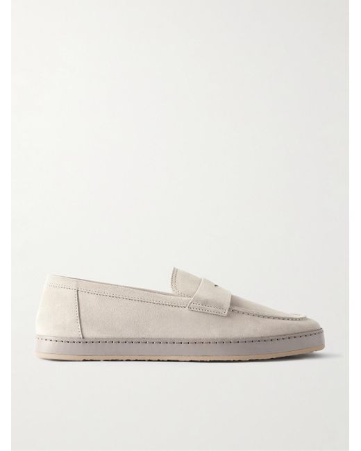 Brunello Cucinelli Natural Washed-Suede Penny Loafers for men