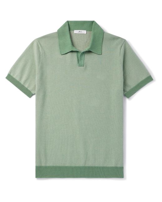 Mr P. Green Honeycomb-knit Cotton Polo Shirt for men