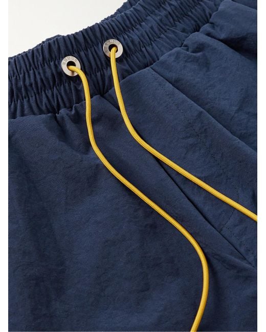 Rhude Gerade geschnittene Shorts aus Nylon mit Logoprint und Kordelzugbund in Blue für Herren