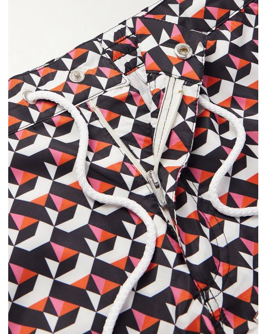 Richard James Red Straight-Leg Mid-Length Printed Recycled Swim Shorts for men