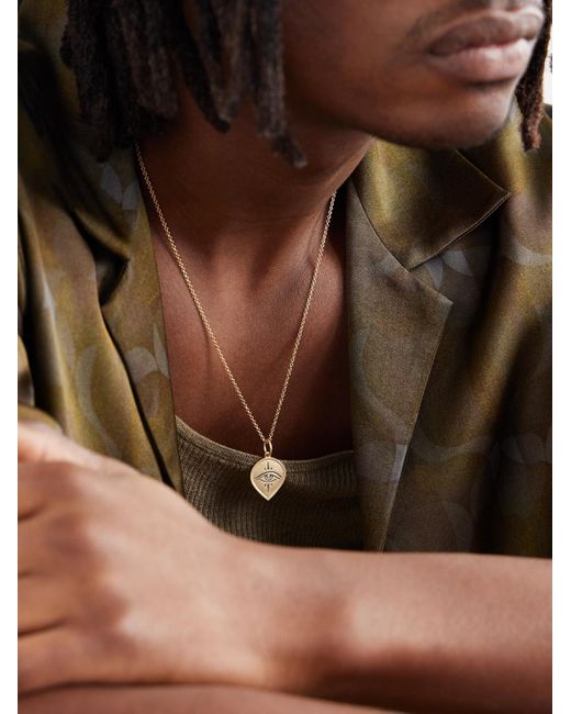 Eye Burst 14-Karat Diamond Pendant Necklace di Jacquie Aiche in Black da Uomo