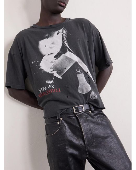 Enfants Riches Deprimes Blue Well Of Loneliness Distressed Printed Cotton-jersey T-shirt for men