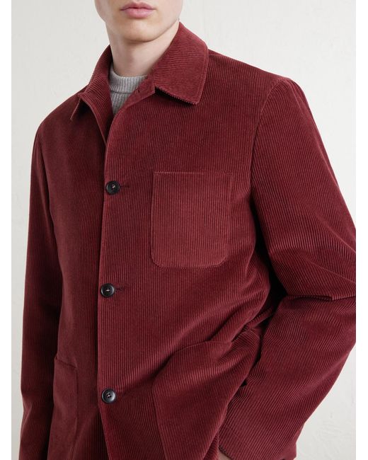 Canali Red Cotton-Corduroy Overshirt for men