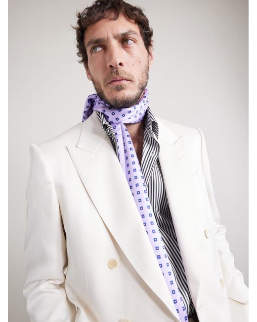 Tom Ford Gray Striped Cotton And Silk-blend Poplin Shirt for men
