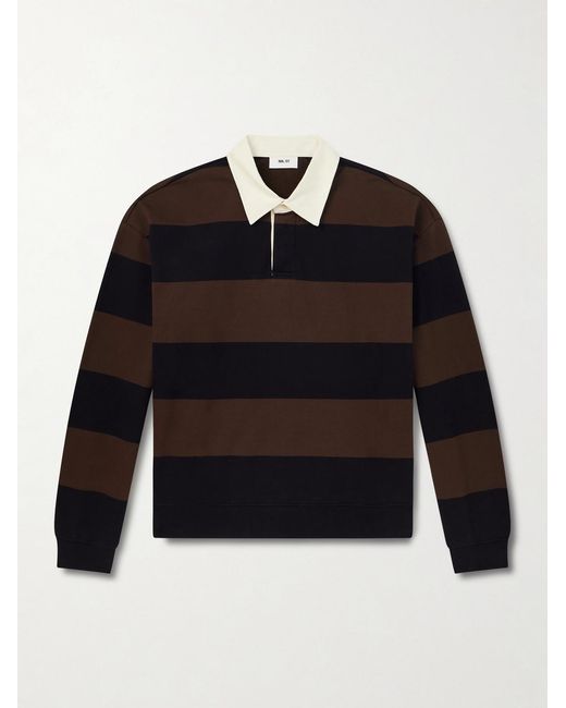 NN07 Blue David 30043 Striped Organic Cotton Polo Shirt for men