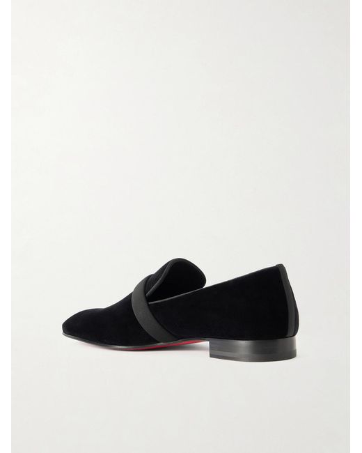 Christian Louboutin Black Dandydeco Grosgrain-Trimmed Velour Loafers for men