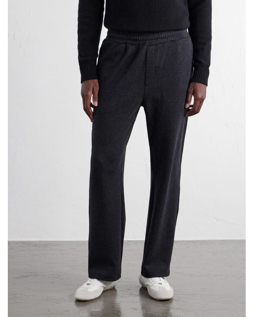 Mr P. Blue Straight-Leg Striped Cotton-Blend Jersey Sweatpants for men