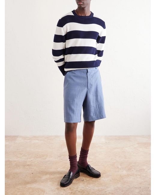 Paul Smith Blue Straight-Leg Linen Shorts for men