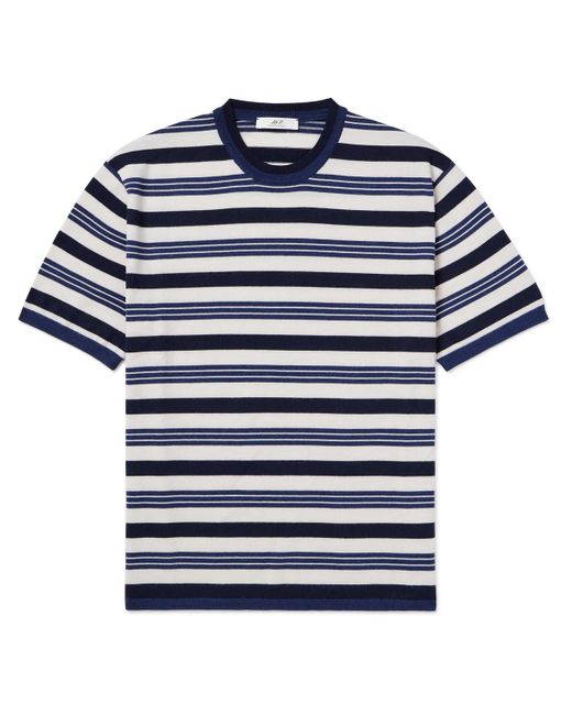 Mr P. Blue Striped Merino Wool T-shirt for men