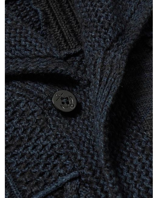 Cardigan in misto cotone e lana patchwork con collo a scialle di RRL in Blue da Uomo