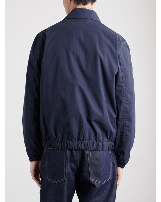 A.P.C. Blue William Logo-embroidered Cotton-gabardine Blouson Jacket for men