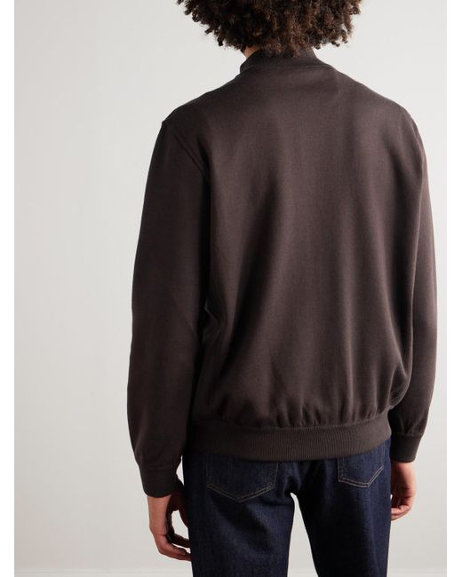 Loro Piana Brown Whitney Ribbed Cotton, Silk And Cashmere-Blend Sweater for men