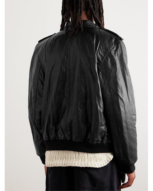 Isabel Marant Black Codaho Crinkled-Leather Bomber Jacket for men