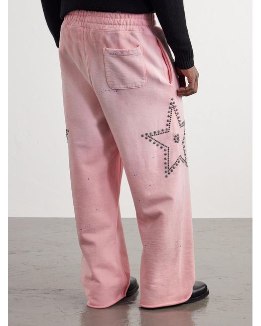 Satoshi Nakamoto Pink Wide-leg Studded Cotton-jersey Sweatpants for men