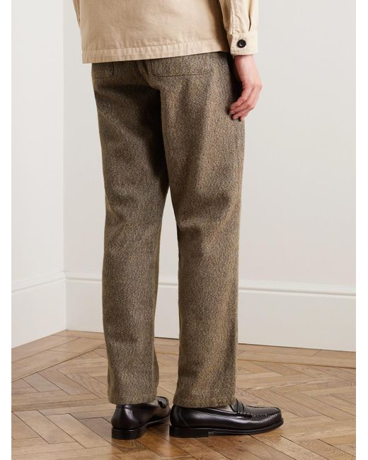 Pantaloni a gamba dritta in tweed di cotone Adler di Oliver Spencer in Natural da Uomo