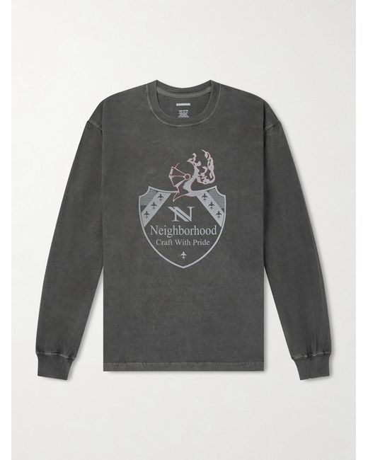 Neighborhood Gray Logo-print Pigment-dyed Cotton-jersey T-shirt for men