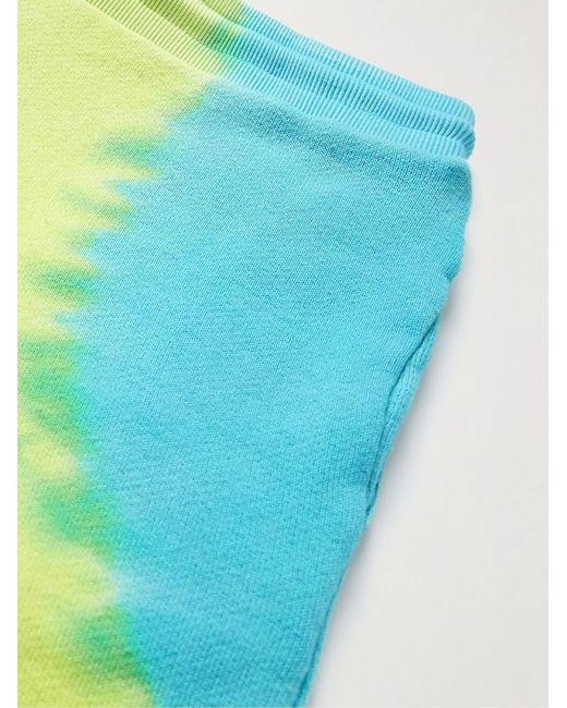 The Elder Statesman Blue Void Tie-Dyed Cotton And Cashmere-Blend Jersey Drawstring Shorts for men