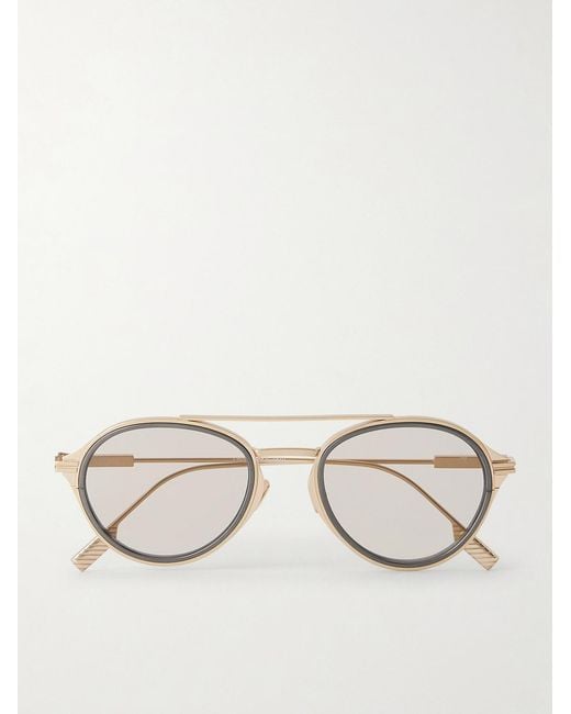 Zegna Natural Aviator-Frame Titanium Sunglasses for men