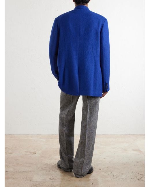Dries Van Noten Blue Bosier Double-Breasted Wool Blazer for men