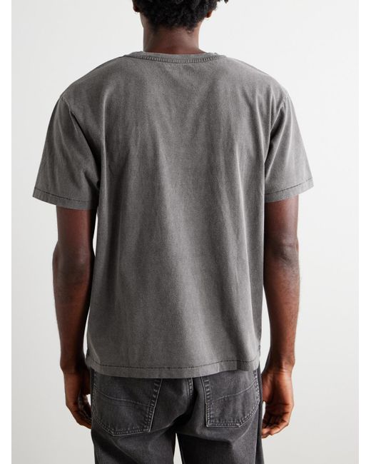 mfpen Gray New Garment-Dyed Brushed Organic Cotton-Jersey T-Shirt for men