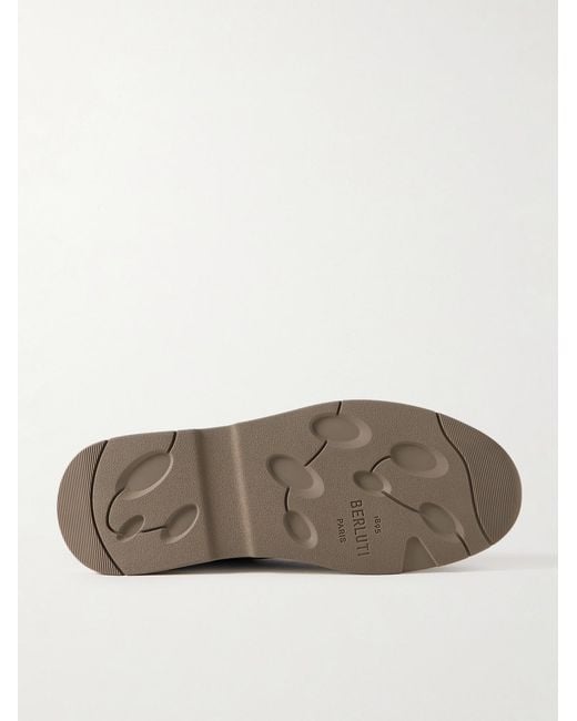 Berluti Blue Échappée Scritto Suede Slip-On Sneakers for men