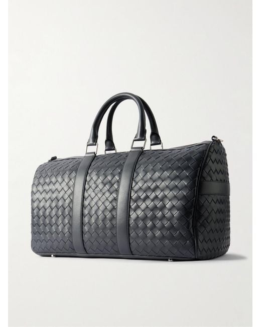 Bottega Veneta Black Intrecciato Leather Weekend Bag for men