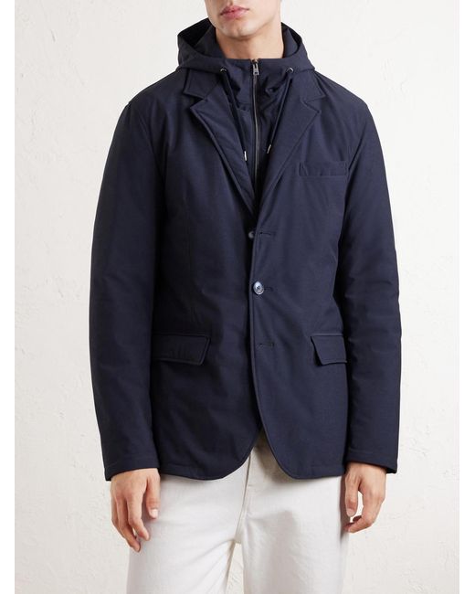 Herno Blue Hooded Shell Blazer for men
