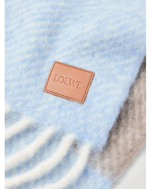 Loewe Gestreifter Schal aus einer Alpakawollmischung mit Fransen in Blue für Herren