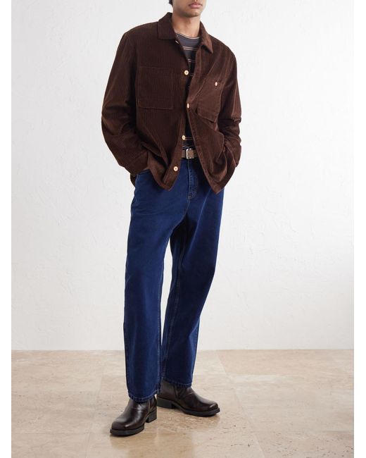 Folk Brown Patch Cotton-Corduroy Overshirt for men