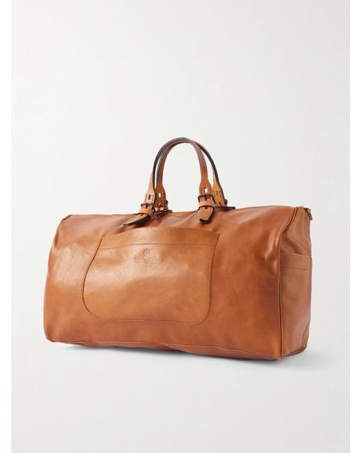 Bleu De Chauffe Brown Leather Weekend Bag for men