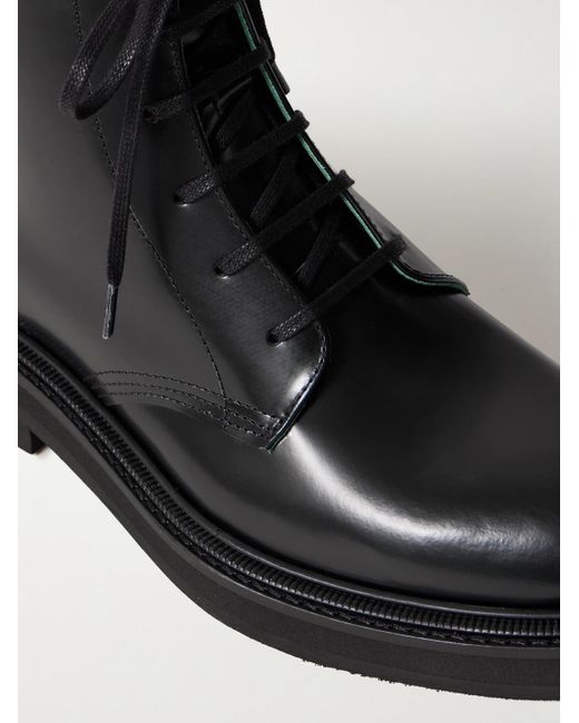 VINNY'S Black Officer Glossed-Leather Boots for men