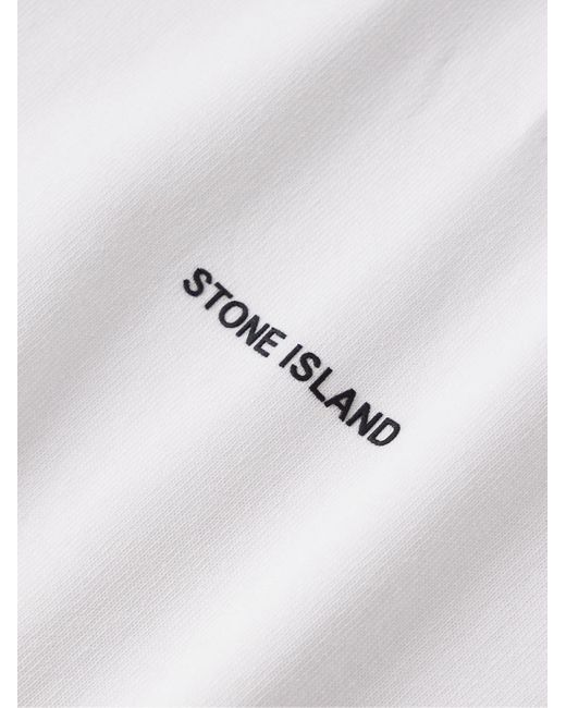 Stone Island White Logo-embroidered Garment-dyed Cotton-jersey T-shirt for men