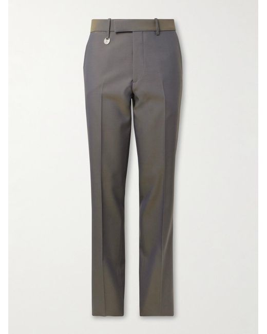 Pantaloni a gamba dritta in lana iridescente di Burberry in Gray da Uomo