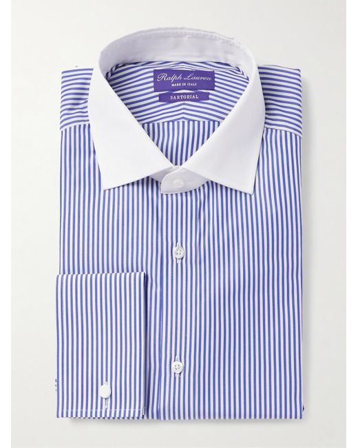 Ralph Lauren Blue Striped Cotton-poplin Shirt for men