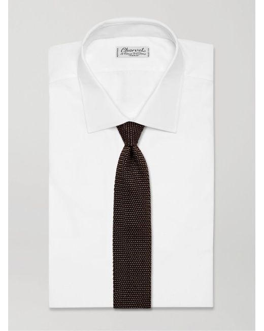Rubinacci Black 6cm Knitted Silk Tie for men