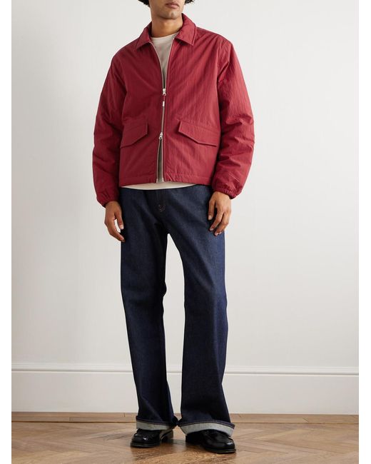 Folk Red Wadded Ripstop Bomber Jacket for men
