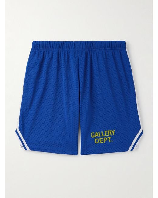 GALLERY DEPT. Blue Venice Court Wide-Leg Logo-Print Webbing-Trimmed Mesh Shorts for men