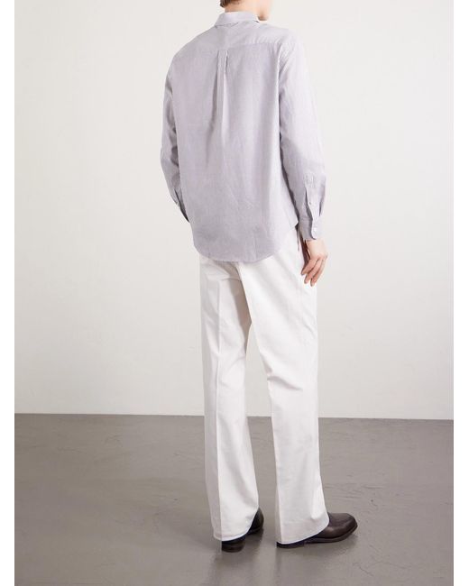 Dunhill White Striped Cotton And Cashmere-Blend Shirt for men
