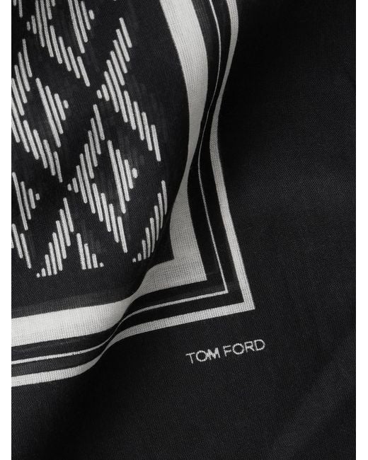 Tom Ford Black Printed Cotton Scarf for men