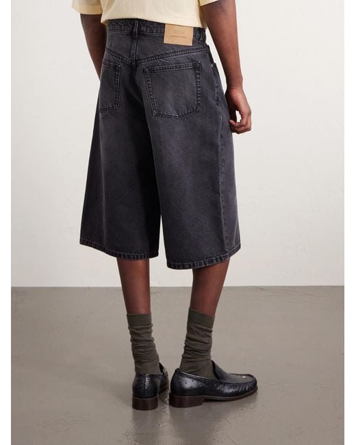 AMI Blue Straight-leg Denim Shorts for men
